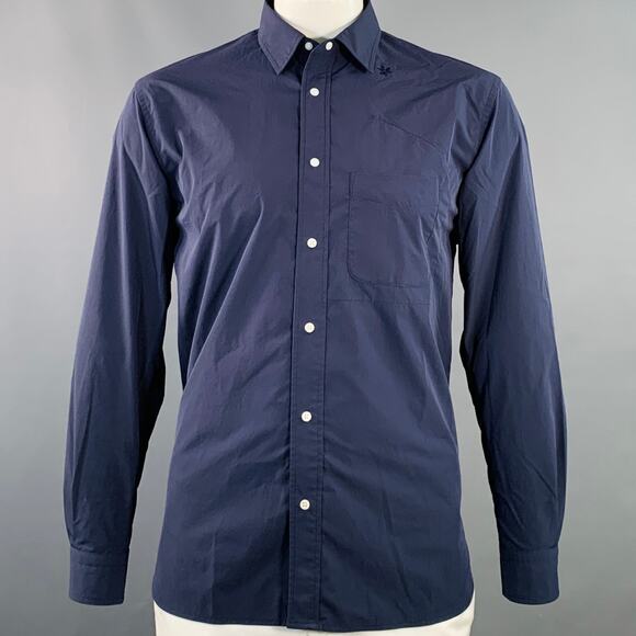 GOLDWIN Size L Navy Polyester One Pocket Snaps Long Sleeve Shirt - Picture 1 of 6